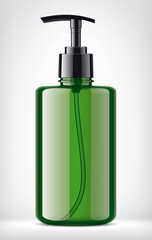 Color plastic bottle on background. 