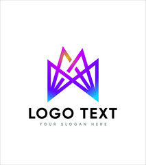 M shape creative modern colorful vector logo template