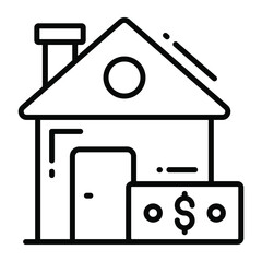 house payment trendy icon, line style isolated on white background. Symbol for your web site design, logo, app, UI.