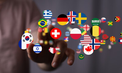 World map with all states and their flags