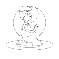 Isolated man meditating Yoga Healthy lifestyle Vector illustration