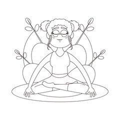 Isolated woman meditating Yoga Healthy lifestyle Vector illustration
