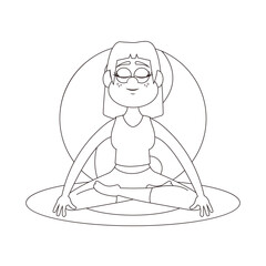 Isolated woman meditating Yoga Healthy lifestyle Vector illustration