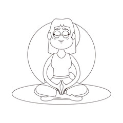 Isolated woman meditating Yoga Healthy lifestyle Vector illustration