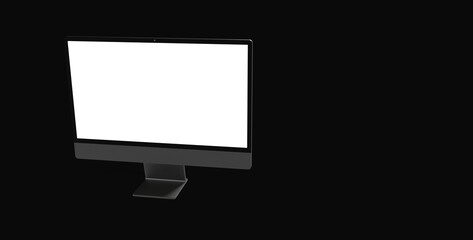 Workspace blank screen desktop computer, Mockup computer background dark black