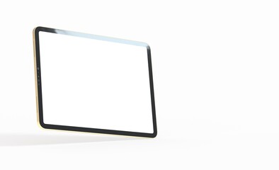 3D tablet with empty screen isolated digital white