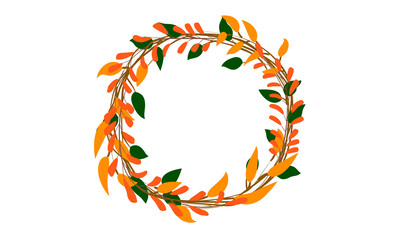 Obraz premium wreath Autumn color red, green, orange. Autumn wreath.