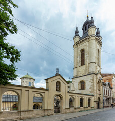 Architecture of the city of Lviv, Virmenska Street. Armenian Cathedral of the Assumption of the Blessed Virgin Mary is an architectural monument of national importance in Lviv, which is a UNESCO World