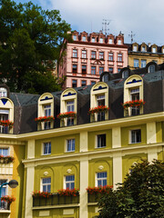 Hotels facade, Karlovy Vary, Czech Republic