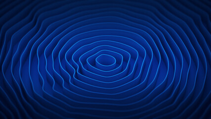 Blue ripple rings 3D render