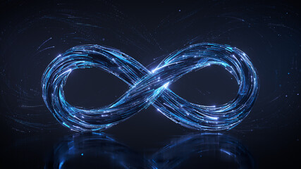 Blue infinity symbol 3D rendering illustration - obrazy, fototapety, plakaty