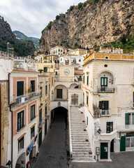 View of Atrani, a small picturesque town on the Amalfi Coast and the smallest town in Italy