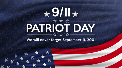 Patriot day. September 11, patriot day background. United states flag poster. American flag and text blue with stars background for Patriot Day.
