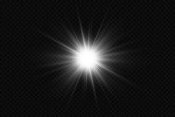Glow effect. Star on transparent background.Bright sun. Vector illustration.
