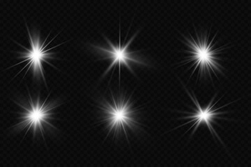 Glow effect. Star on transparent background.Bright sun. Vector illustration.
