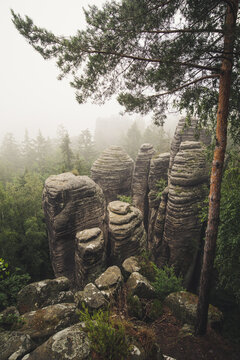 The Prachov Rocks are a rock formation in the Czech Republic approximately 5 kilometres west of Jicin. Protected natural reserve. The region where the formations are located is Bohemian Paradise