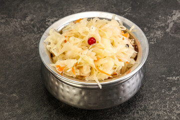 Sauerkraut with cranberry in the bowl