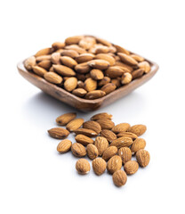 Peeled almonds nuts.