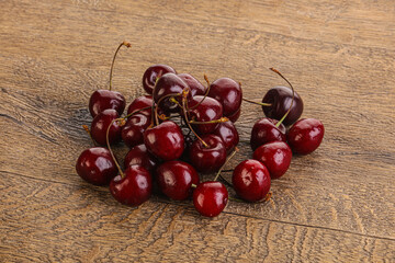 Ripe sweet cherry berries heap