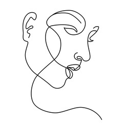 Vector stylized woman face. Modern single line art. Woman beauty fashion concept, minimalistic style.