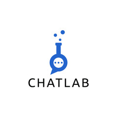 lab laboratory talk chat blue glassware logo design