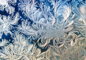 Ice patterns on glass. Abstract natural background