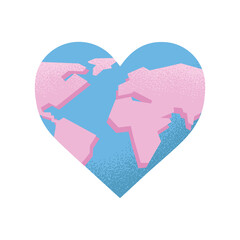 pink heart planet earth