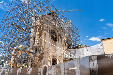 The center of Norcia at July 2020 after the earthquake of central Italy 2016