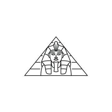 triangle ancient Egyptian sphinx line art logo design