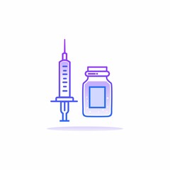 Bottle with a solution for injection and a syringe