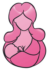Pink faceless design with mommy breastfeeding her baby, Vector illustration