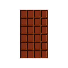 Vector Chocolate Bar Isolated on White Background, Milk Brown Chocolate.
