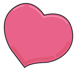 Design in flat style of pink heart, Vector illustration