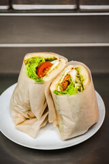 Tasty panini in cafe. Street food