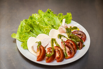 Fresh salad making in street cafe