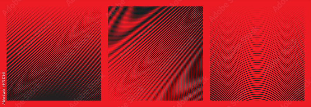 Wall mural set of wave oblique smooth lines pattern in vector