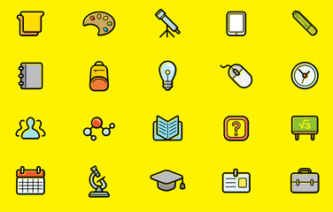 Set of Education Icons. Vector Illustration.