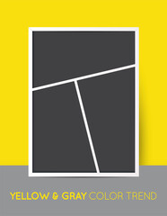 Yellow and Gray Trendy Color Vertical Collage Layout Template. Frames for Photo or Illustration. Vector.
