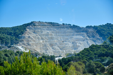 Monda, Malaga July 17, 2021, Quarry in a mountain