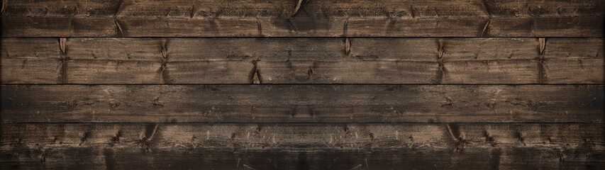 Obraz premium Old brown rustic dark wooden texture - wood timber background panorama long banner