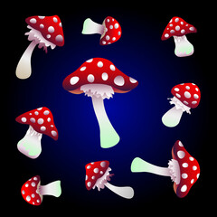 Poisonous red psychedelic fly agaric background