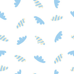 Tender summer vector seamless pattern of striped clouds. Perfect for scrapbooking, textile and prints. Doodle style illustration for decor and design.
