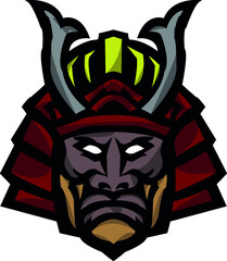 Głowa samuraja wektor mascot logo  - obrazy, fototapety, plakaty