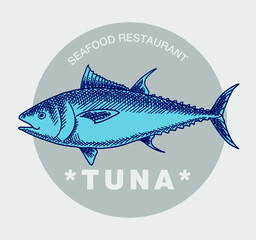 Seafood restaurant logo. Good quality handmade. Engraving. Can be repainted in a different color.