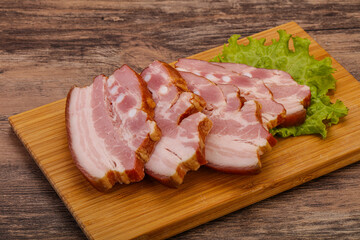 Tasty smoked pork brisket slice