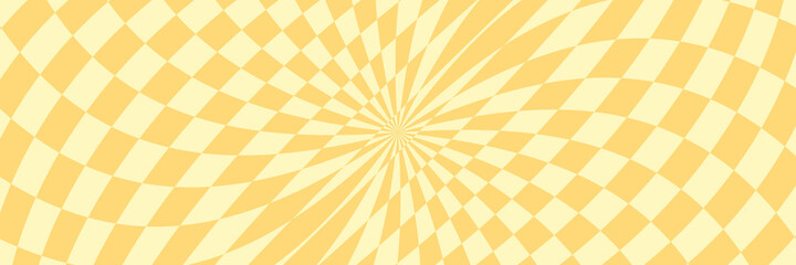 Vector illustration of abstract pattern with optical illusion. Op art checkered background. Long horizontal banner.