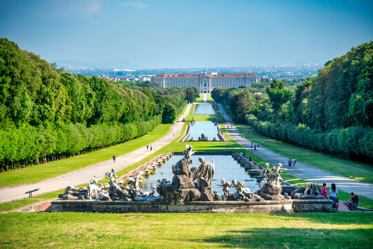 Royal Palace of (Reggia di) Caserta - The very long basin of the park's artificial lake - Italy.