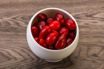 Sweet and ripe cornel berries