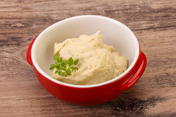 Vegan food - hummus with olive oil