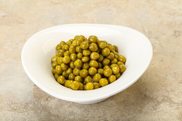 Marinated green pea in the bowl